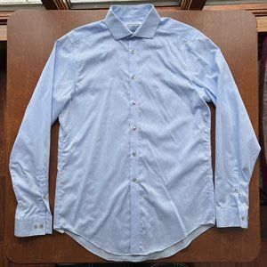 Calvin Klein Steel Slim Fit Non-Iron Dress Shirt Blue White Striped (15.5 34/35)